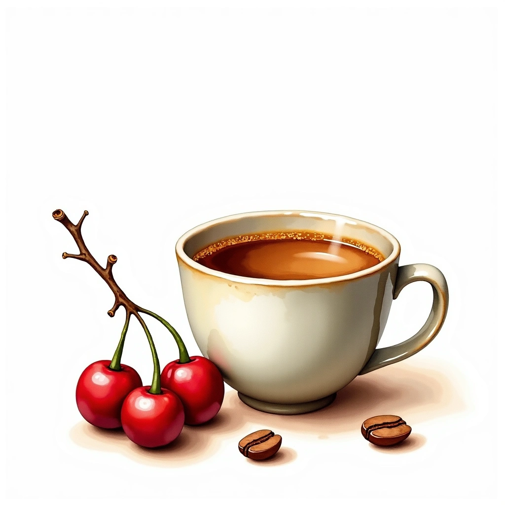 Acaia Arabica variety — watercolor illustration