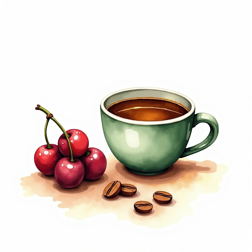 Ateng Arabica variety — watercolor illustration