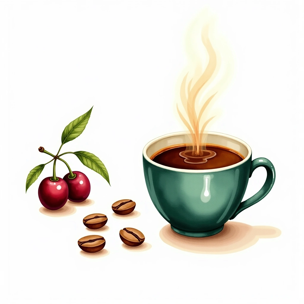 Batian Arabica variety — watercolor illustration