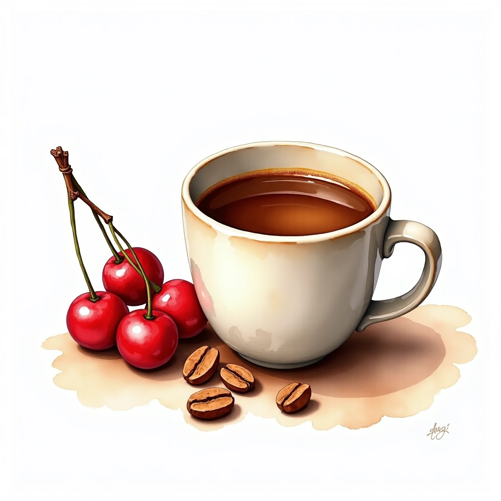 Blue Mountain Arabica variety — watercolor illustration