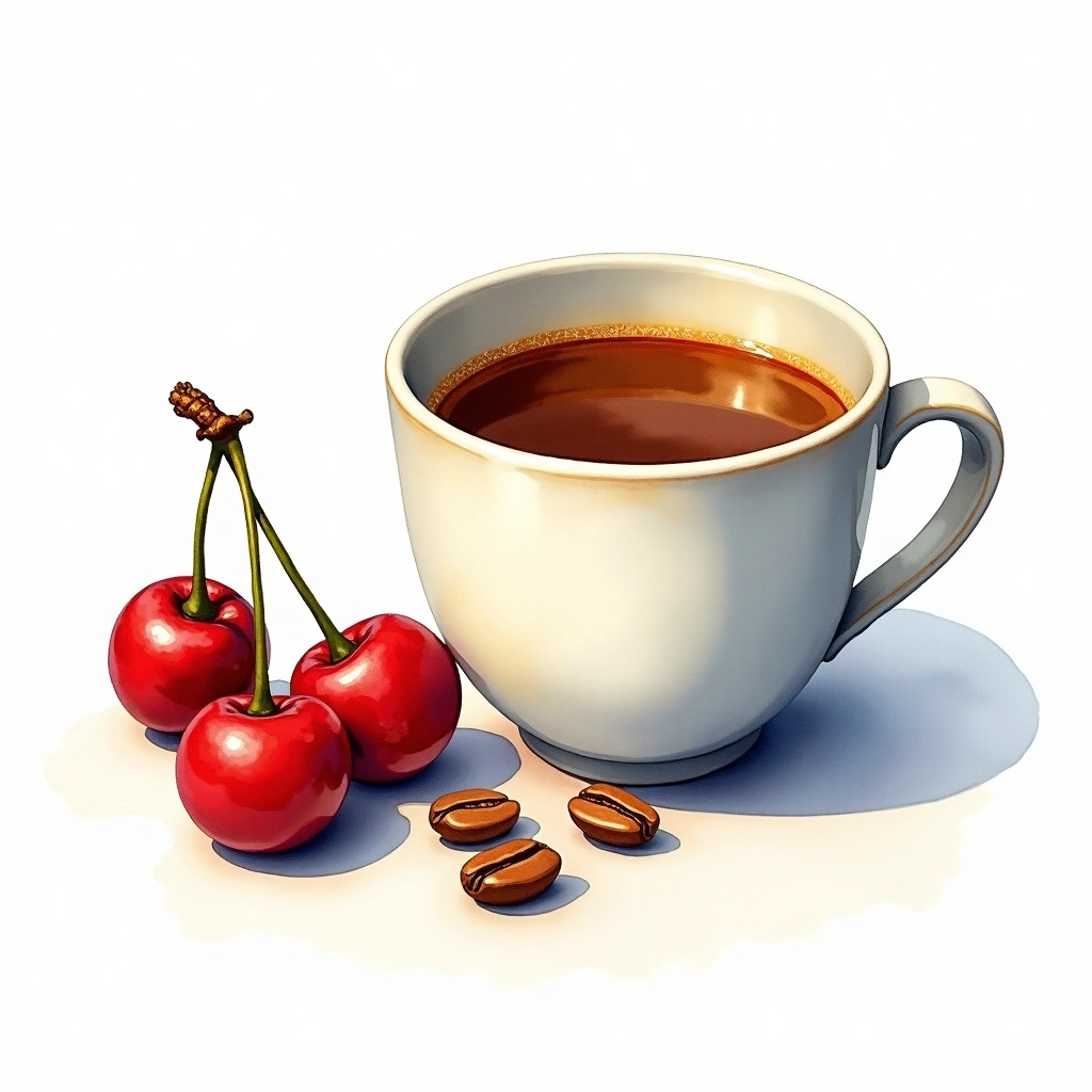 Bourbon Arabica variety — watercolor illustration