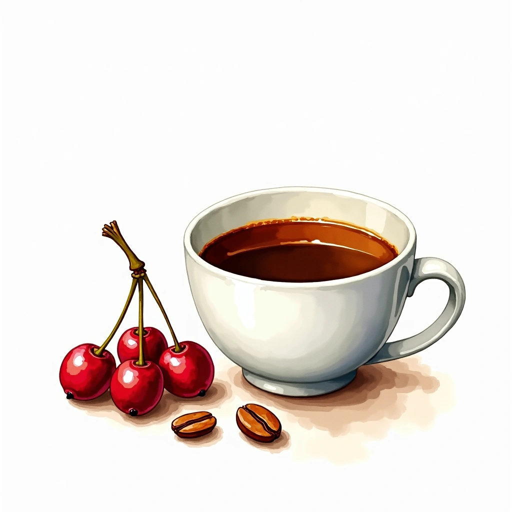 Bourbon Pointu Arabica variety — watercolor illustration