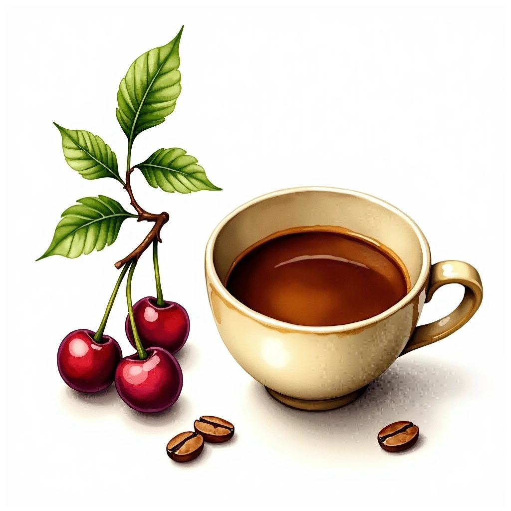 Castillo Arabica variety — watercolor illustration