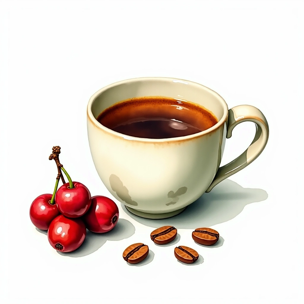 Catuai Arabica variety — watercolor illustration