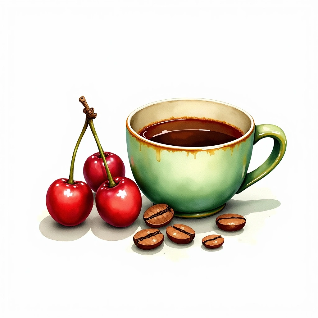 Caturra Arabica variety — watercolor illustration