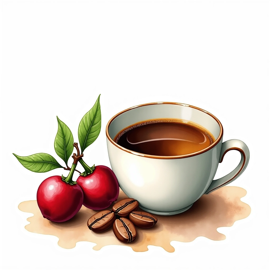 Centroamericano Arabica variety — watercolor illustration