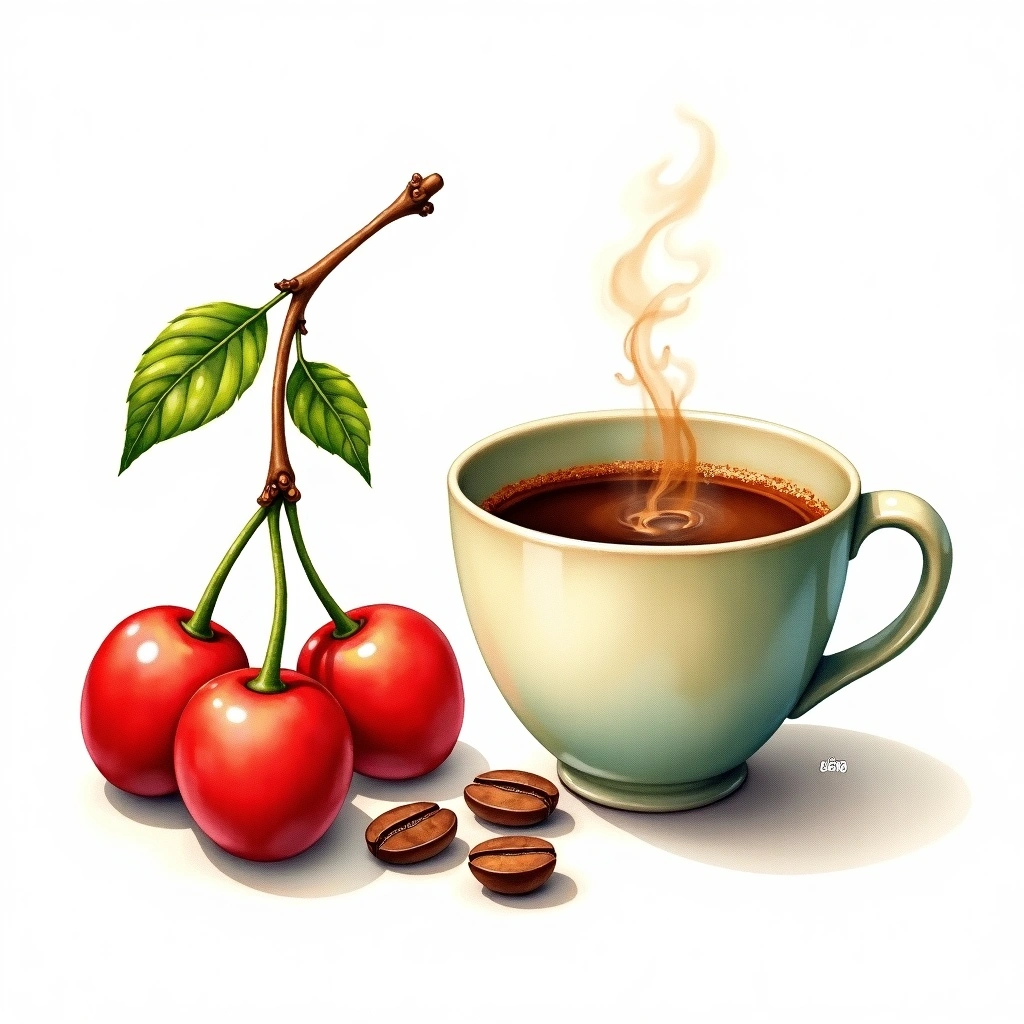 Chiroso Arabica variety — watercolor illustration