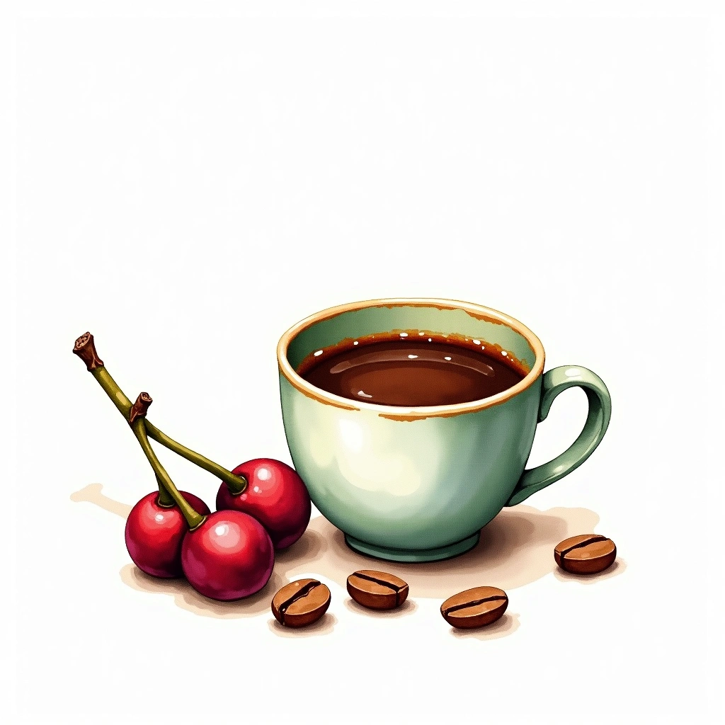 Colombia Arabica variety — watercolor illustration