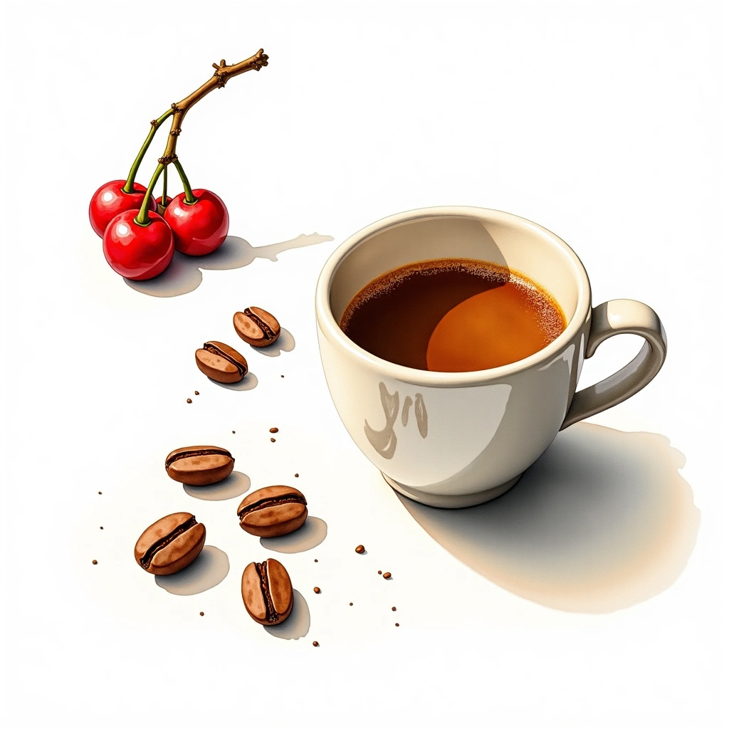 Conilon Robusta variety — watercolor illustration