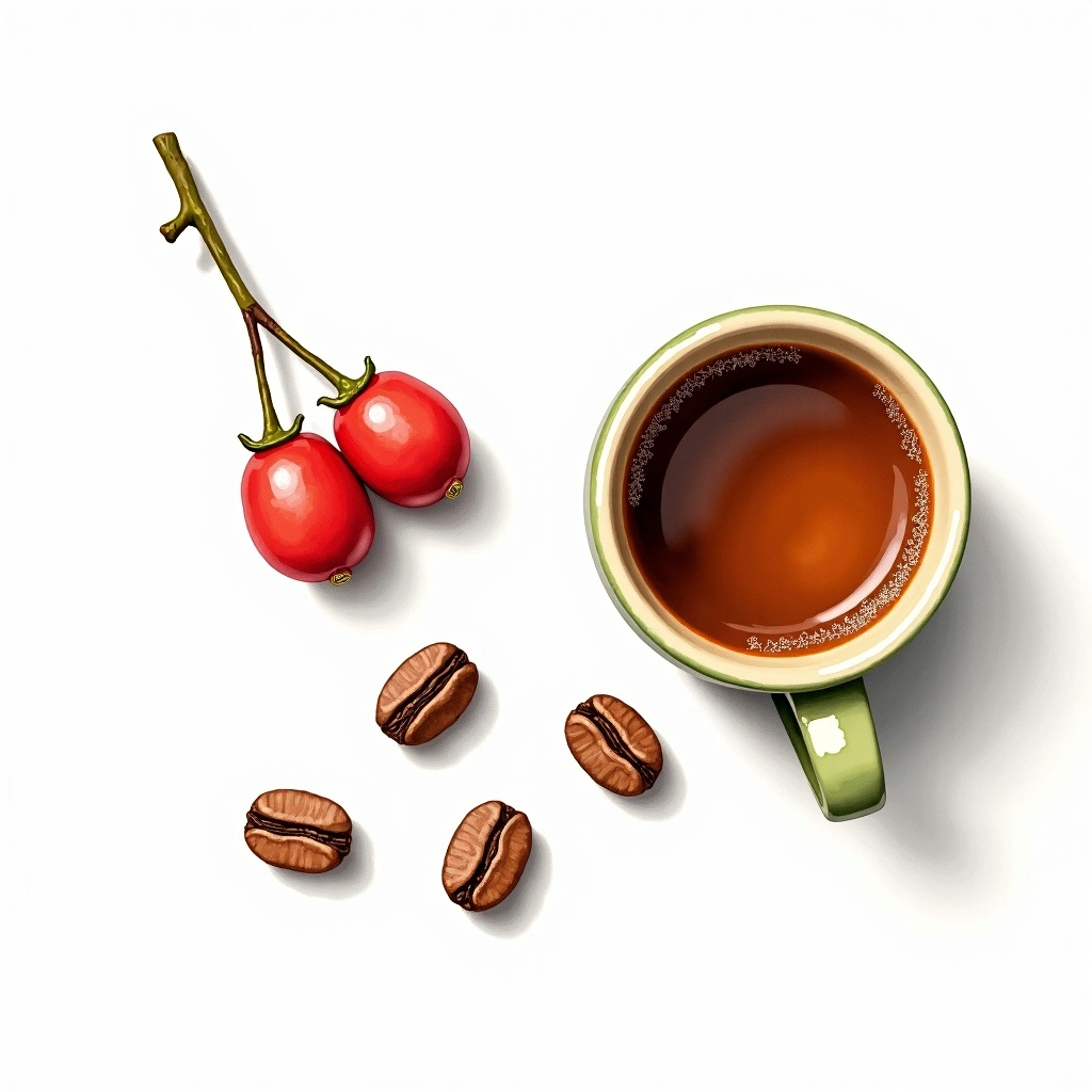 Ethiopian Heirloom Arabica variety — watercolor illustration