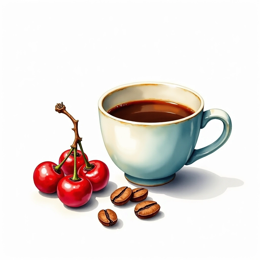 Eugenioides Arabica variety — watercolor illustration