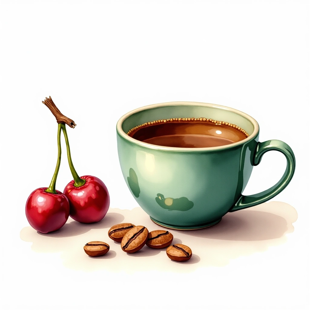 F1 Hybrid Arabica variety — watercolor illustration