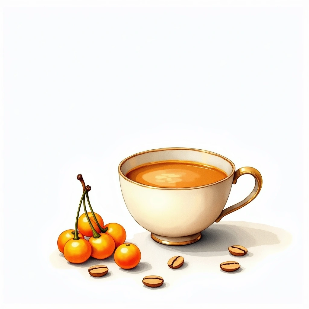 Geisha Arabica variety — watercolor illustration