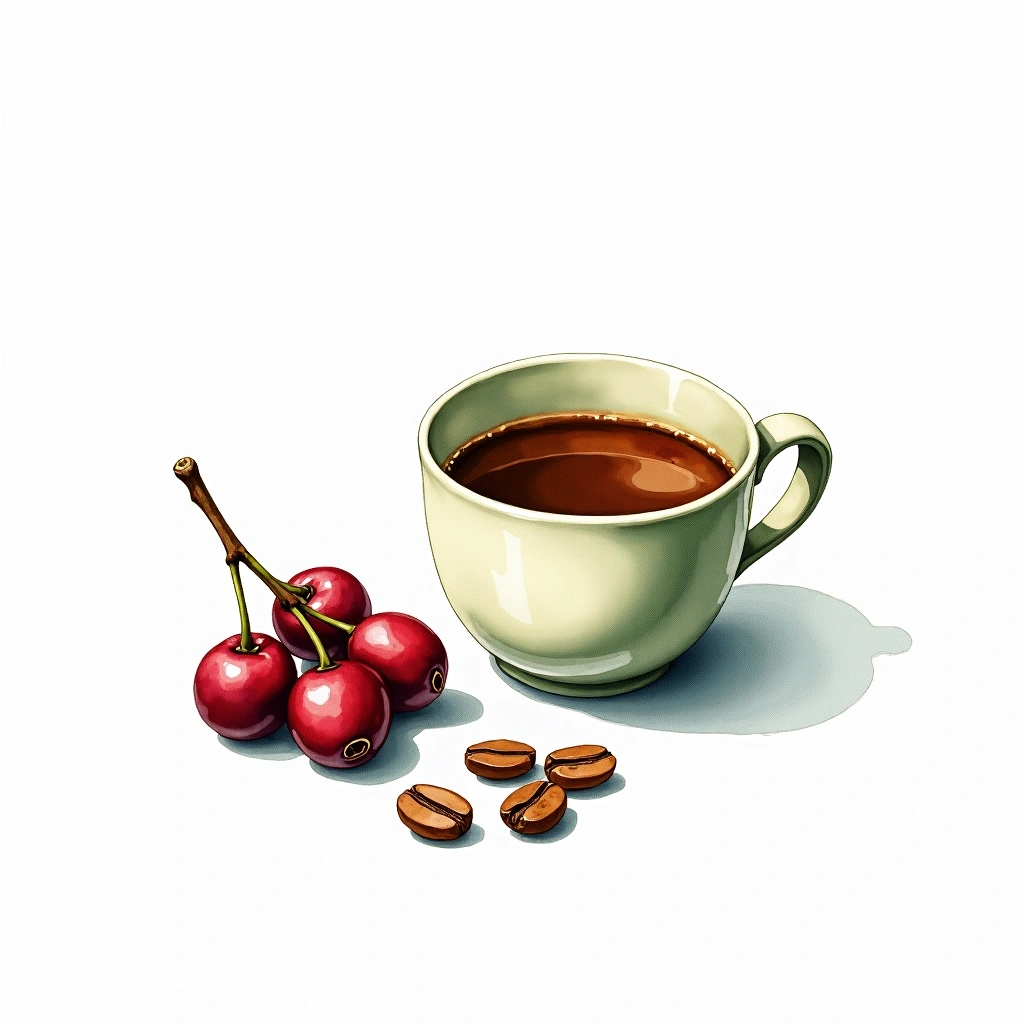 Icatu Arabica variety — watercolor illustration