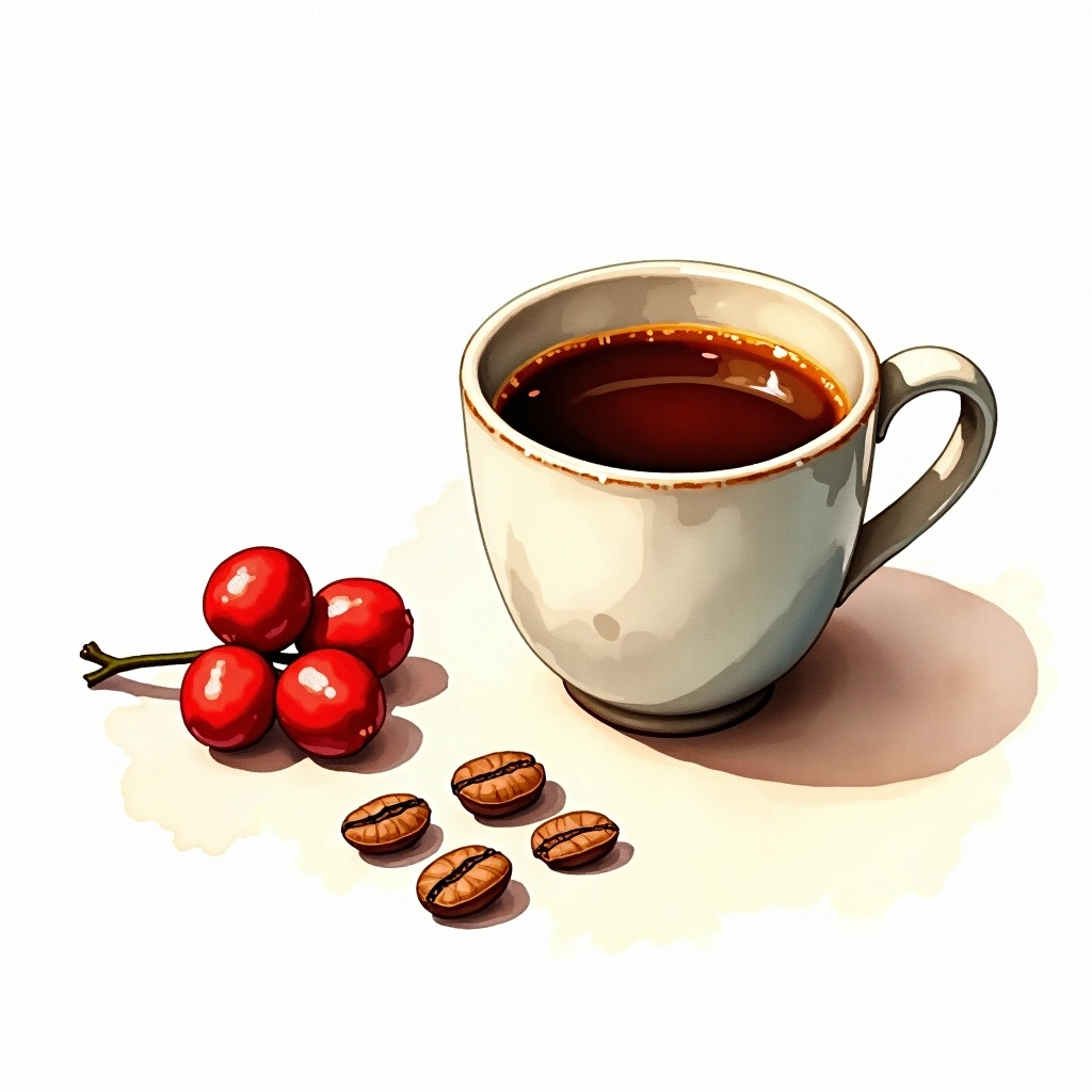 Kapeng Barako Liberica variety — watercolor illustration