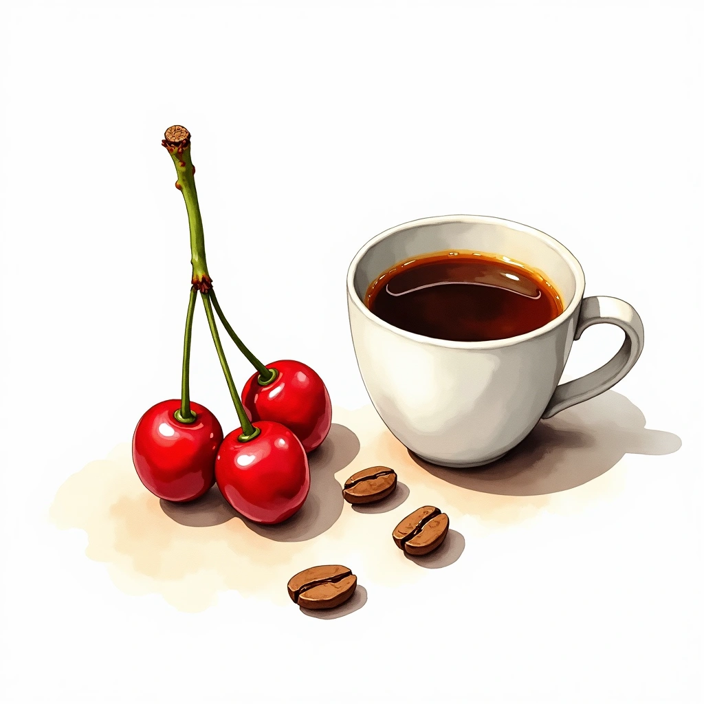 Linie S Arabica variety — watercolor illustration