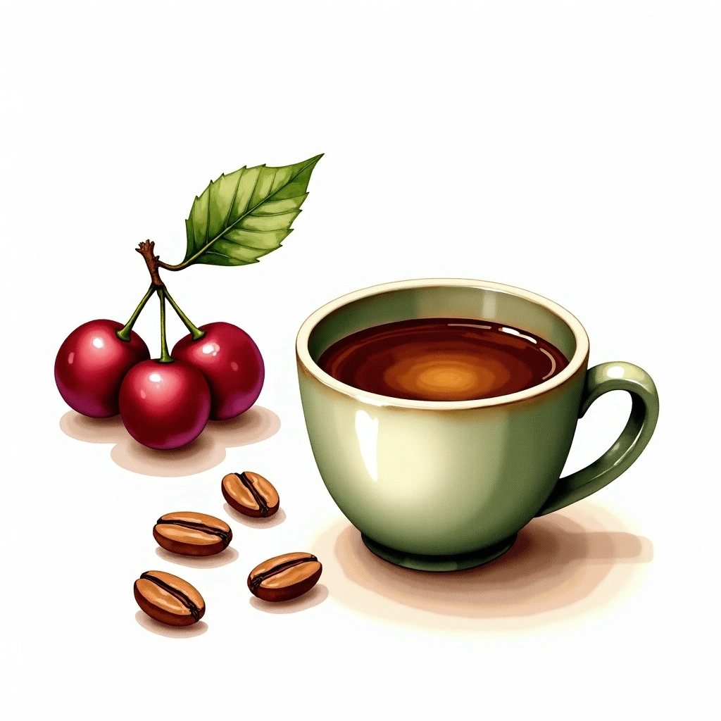 Marsellesa Arabica variety — watercolor illustration