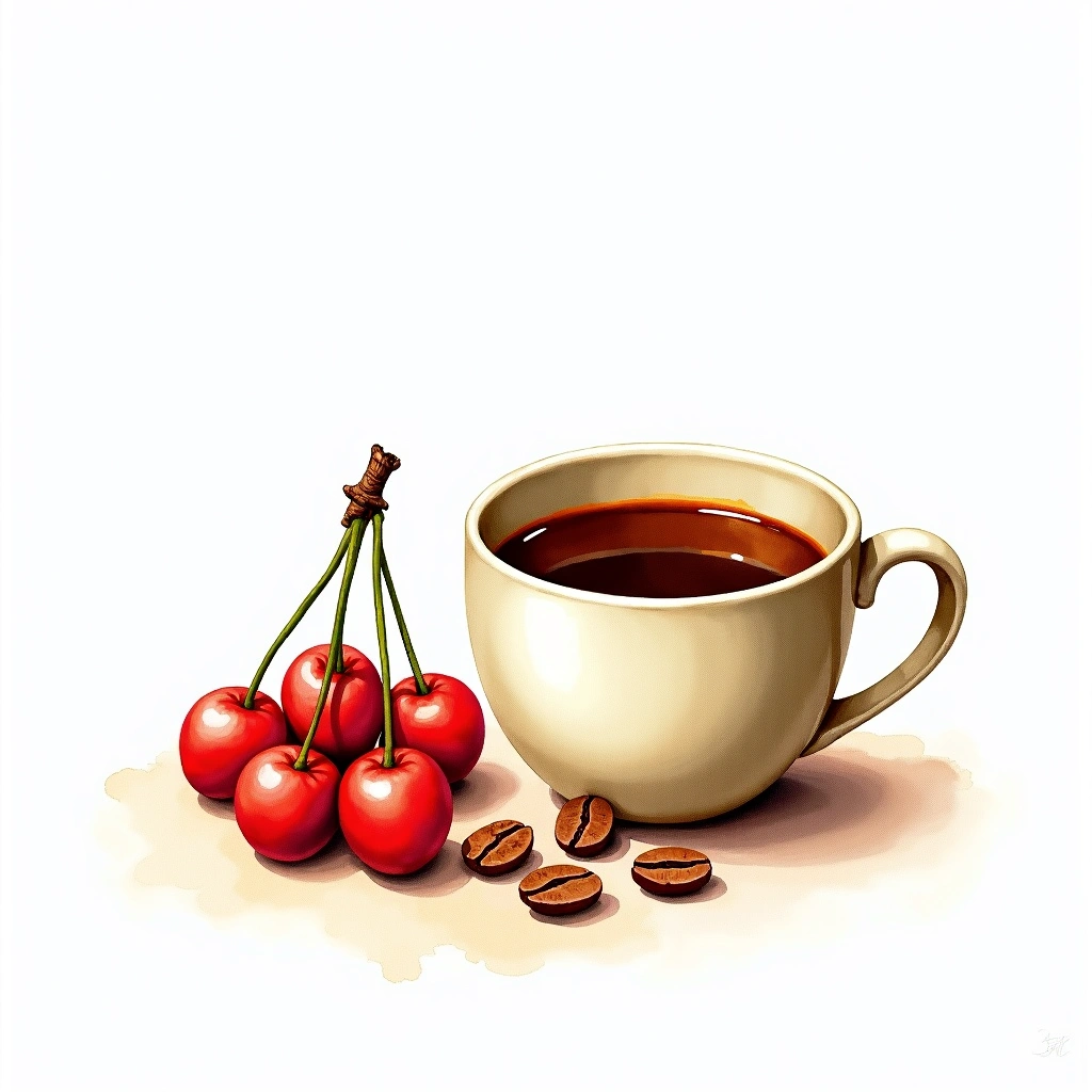Maui Mokka Arabica variety — watercolor illustration