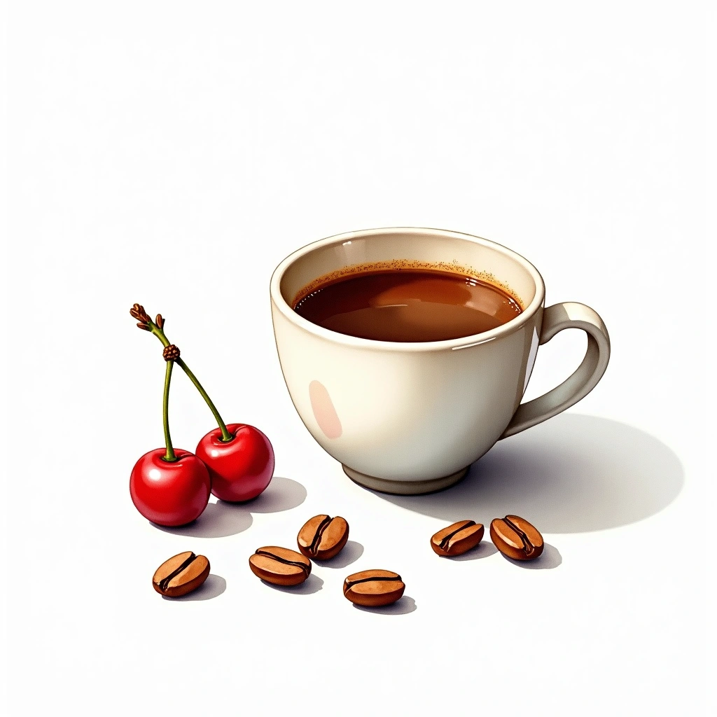 Mokka Arabica variety — watercolor illustration