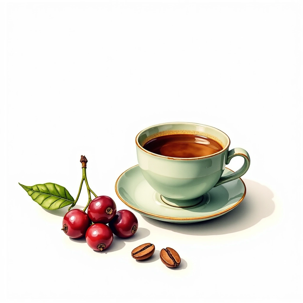 Obata Arabica variety — watercolor illustration