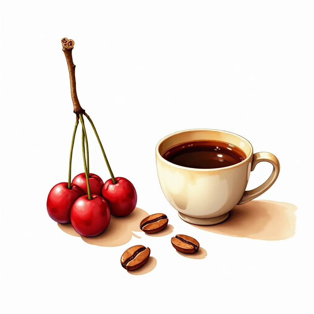 Pacas Arabica variety — watercolor illustration