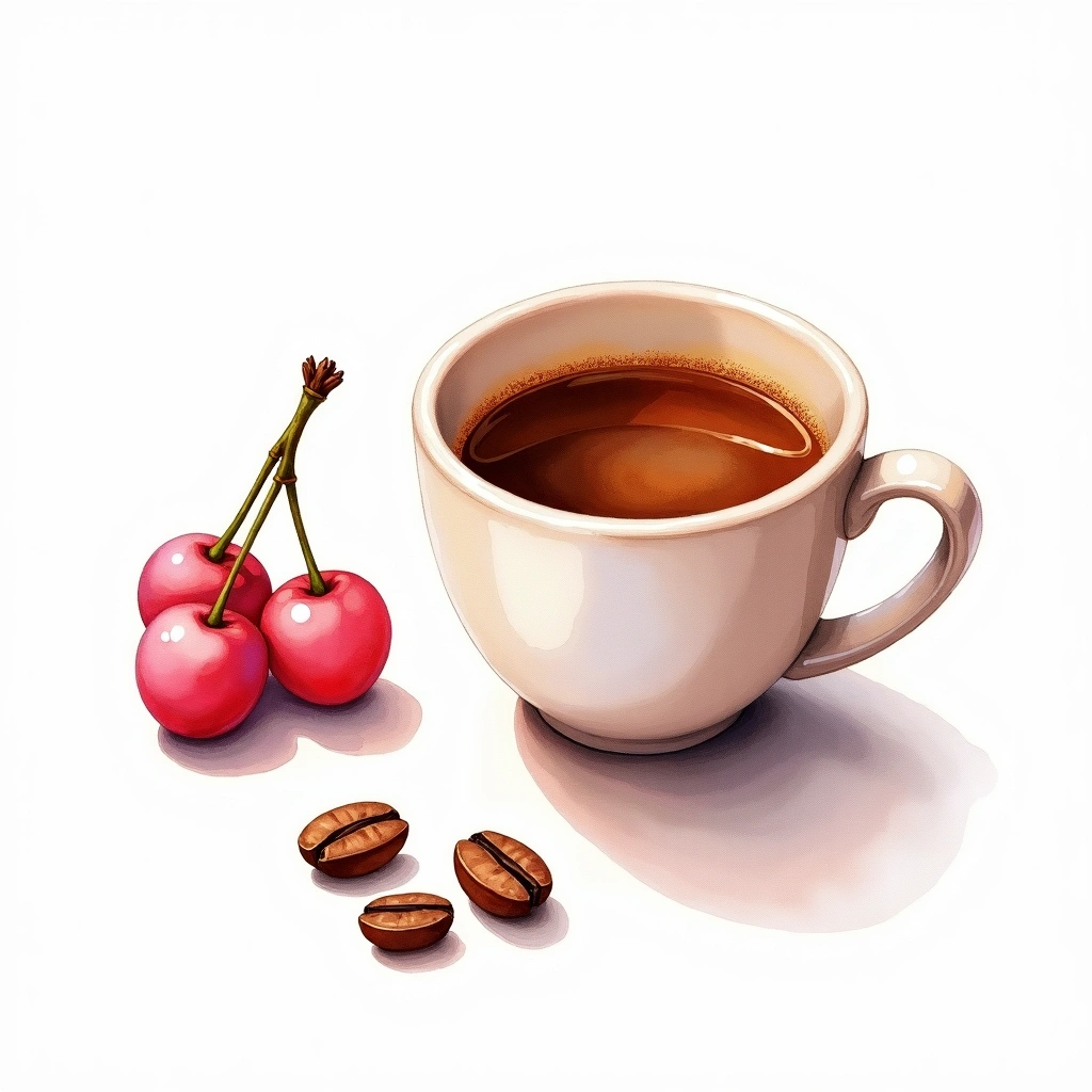 Pink Bourbon Arabica variety — watercolor illustration