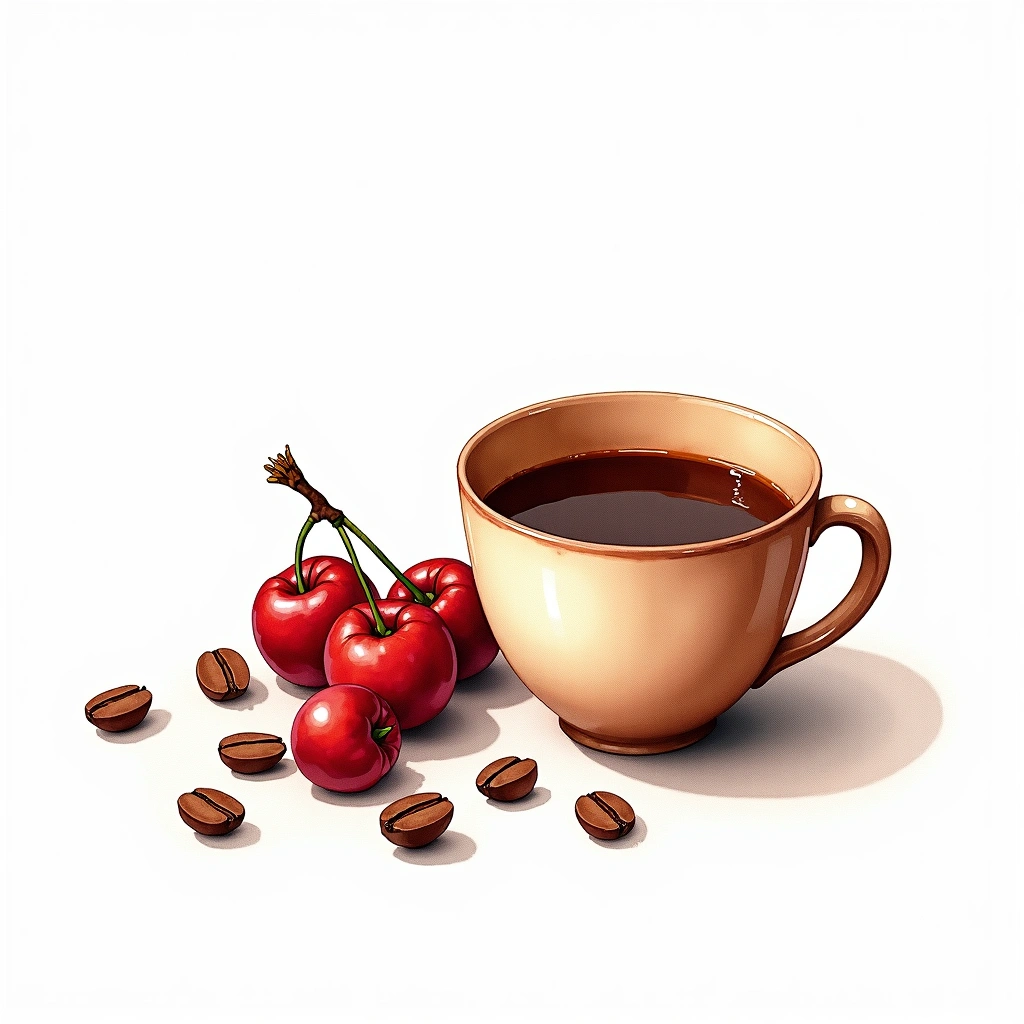 Red Bourbon Arabica variety — watercolor illustration