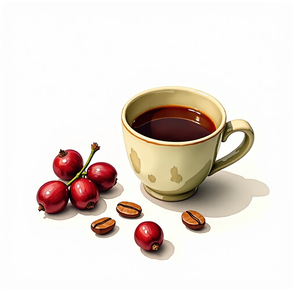 Ruiru 11 Arabica variety — watercolor illustration