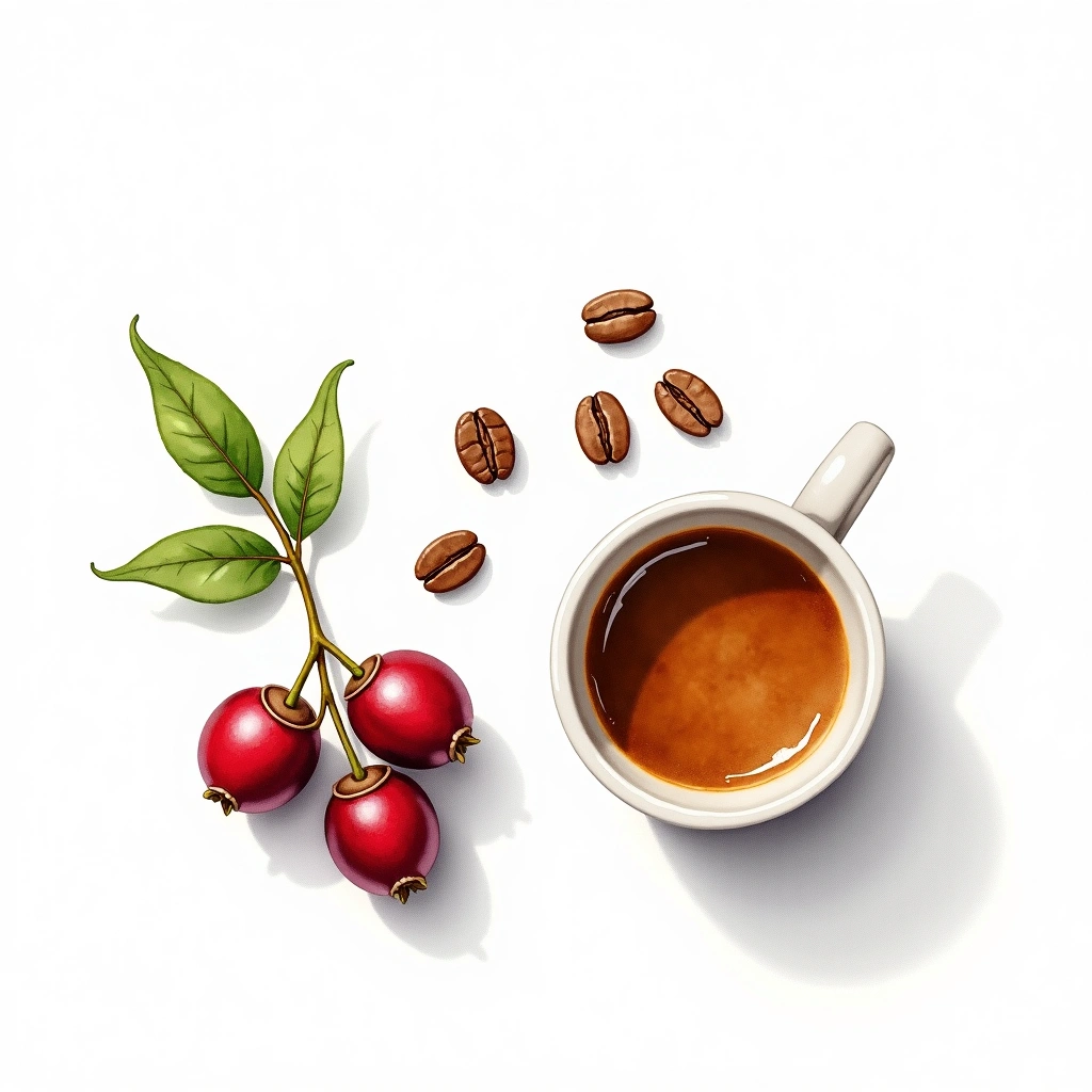 Sarchimor Arabica variety — watercolor illustration