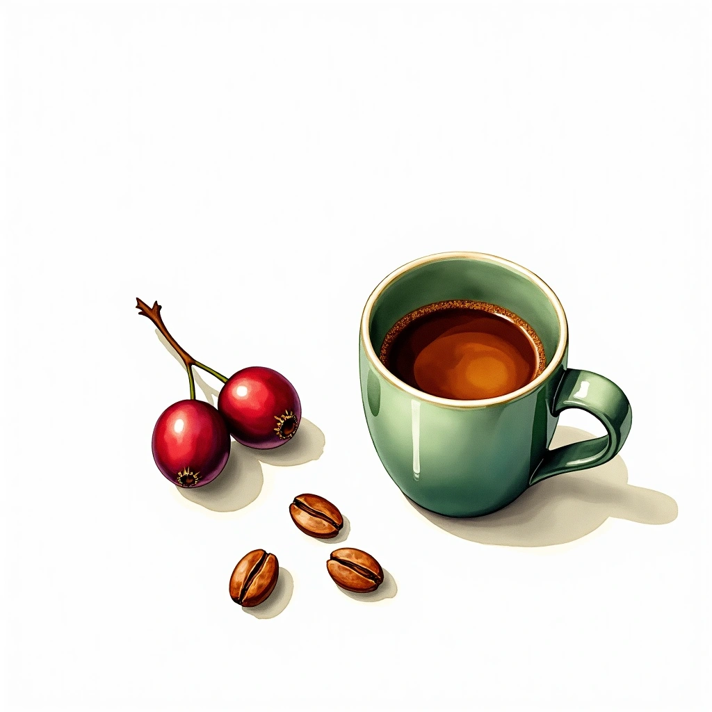 Tim Tim Arabica variety — watercolor illustration