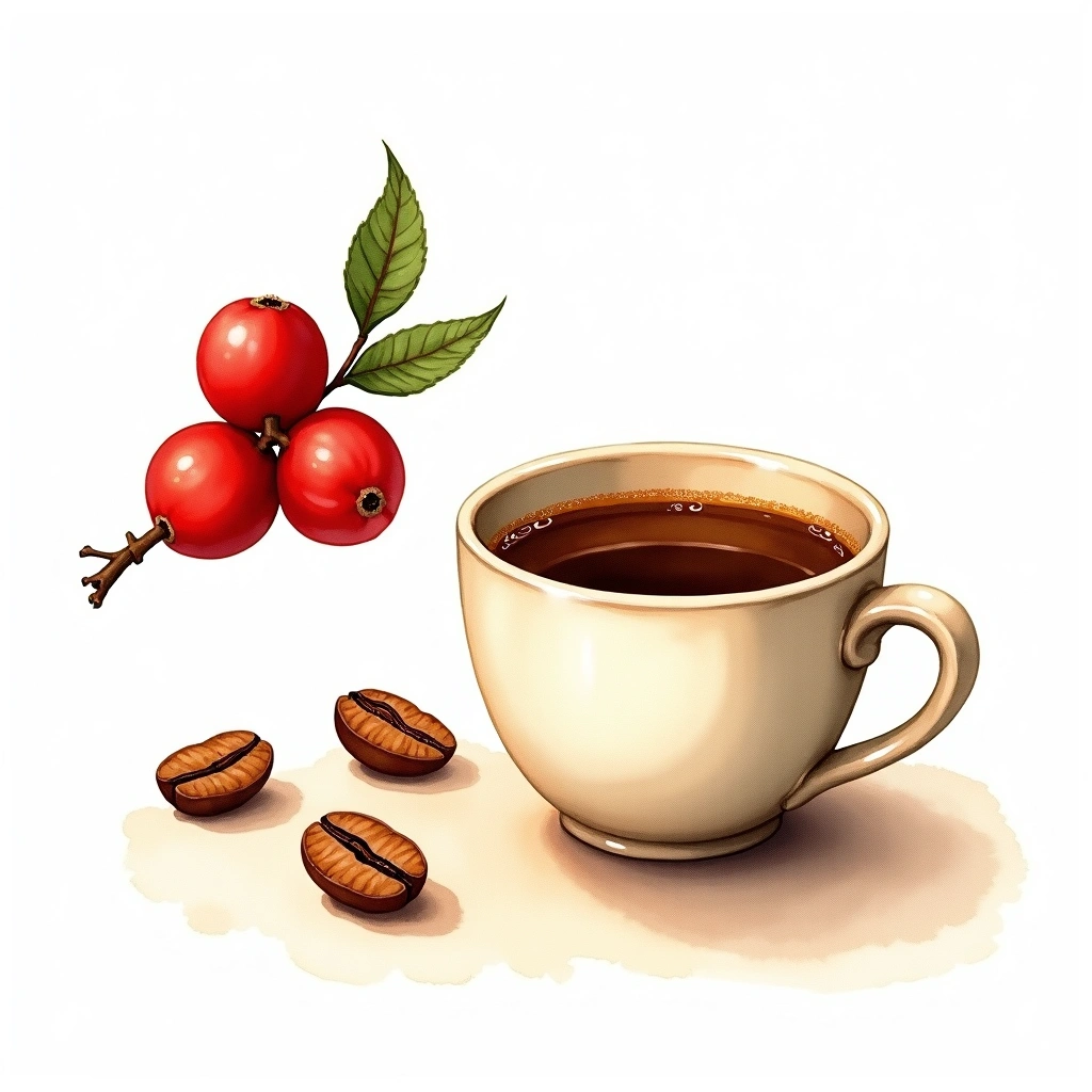 Typica Arabica variety — watercolor illustration