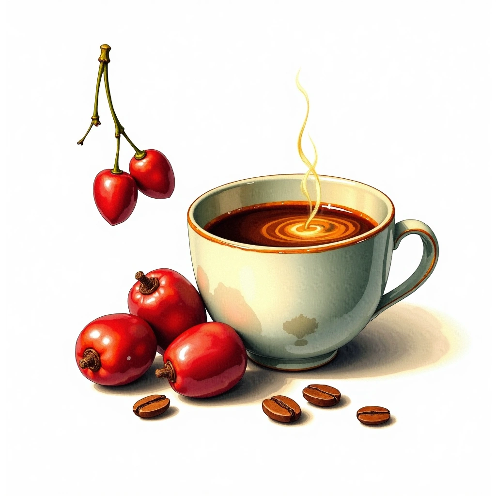 Villa Sarchi Arabica variety — watercolor illustration