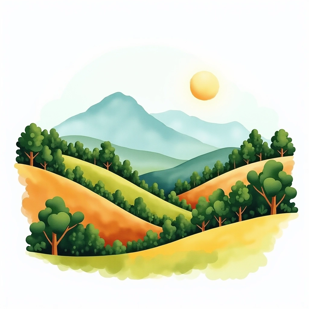 Antioquia, Colombia coffee growing region — watercolor illustration