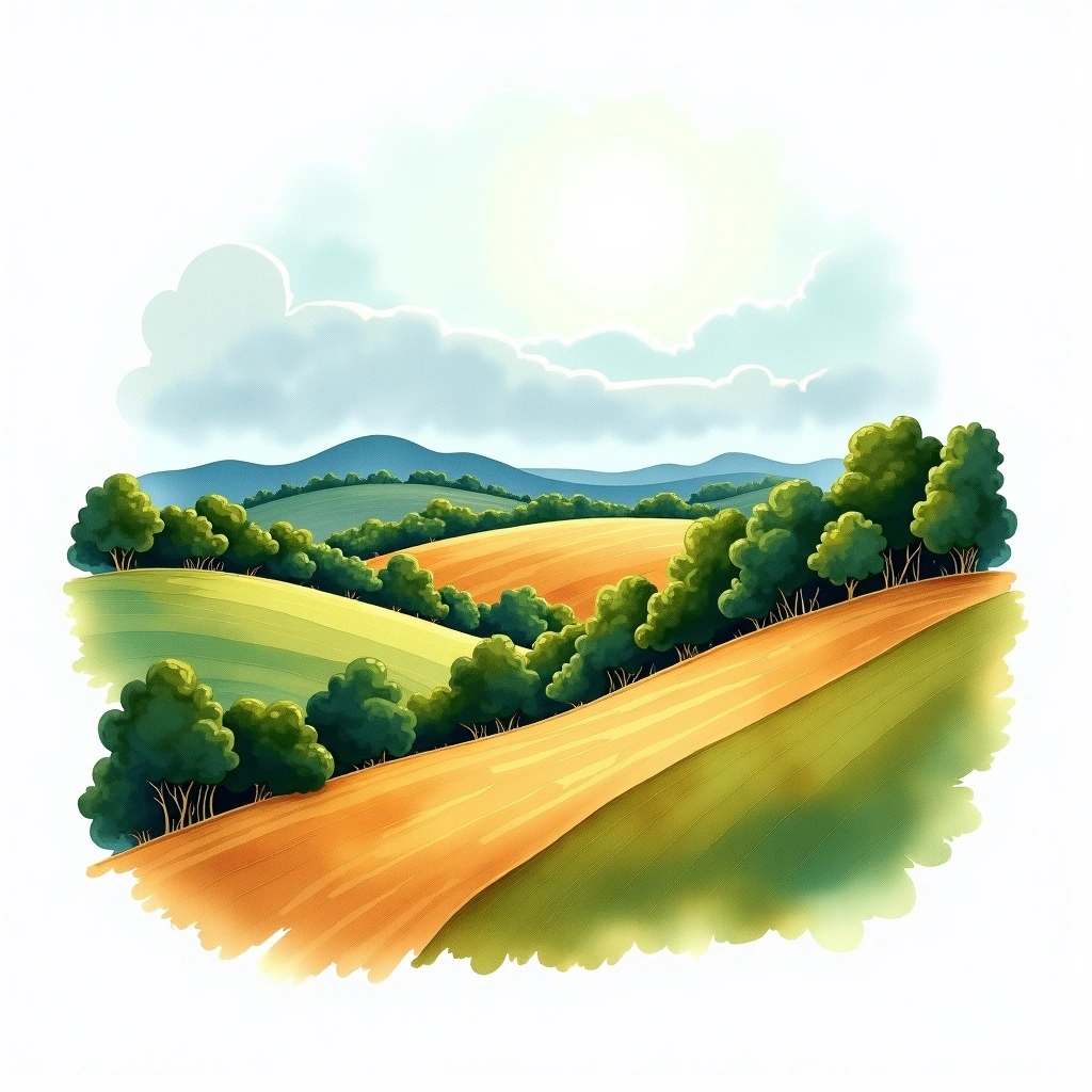 Cerrado Mineiro, Brazil coffee growing region — watercolor illustration