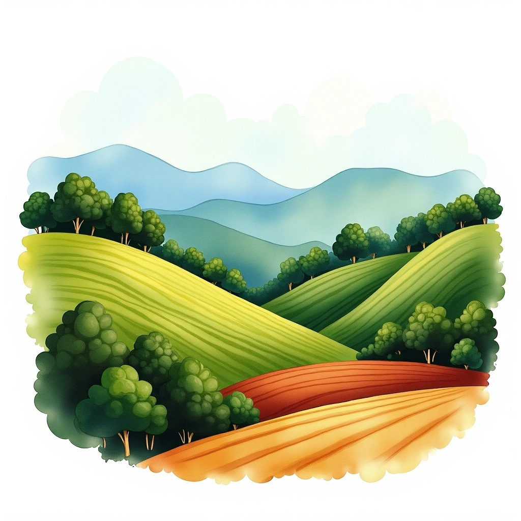 Chikmagalur, India coffee growing region — watercolor illustration