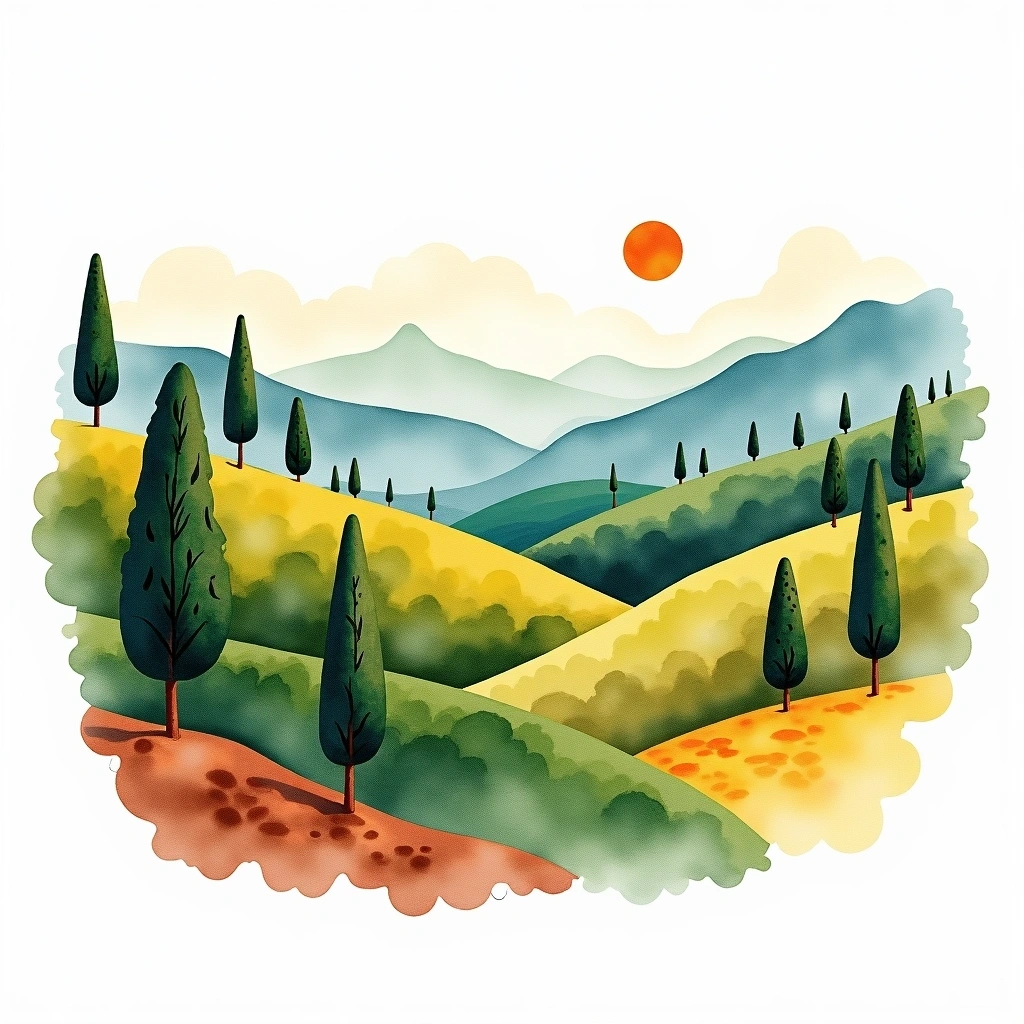 Cusco (Quillabamba), Peru coffee growing region — watercolor illustration