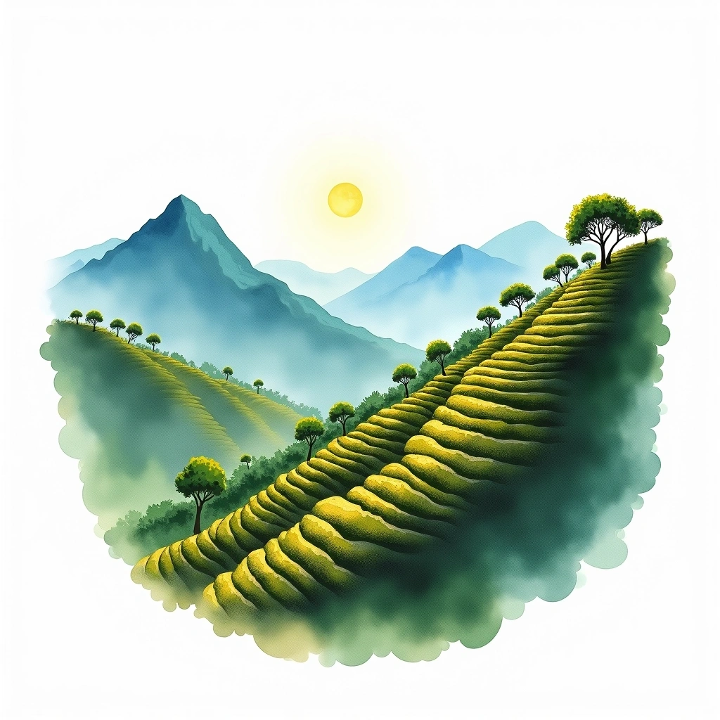 Huehuetenango, Guatemala coffee growing region — watercolor illustration
