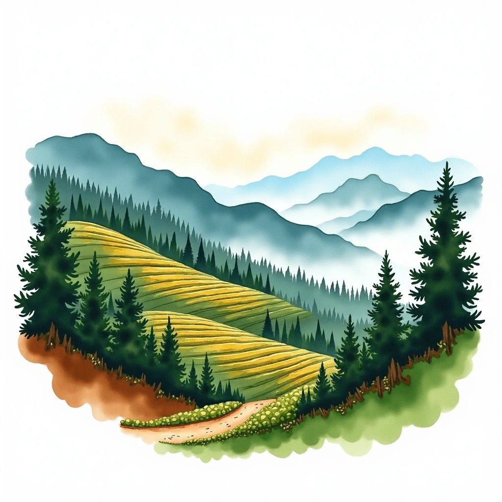 Huila, Colombia coffee growing region — watercolor illustration