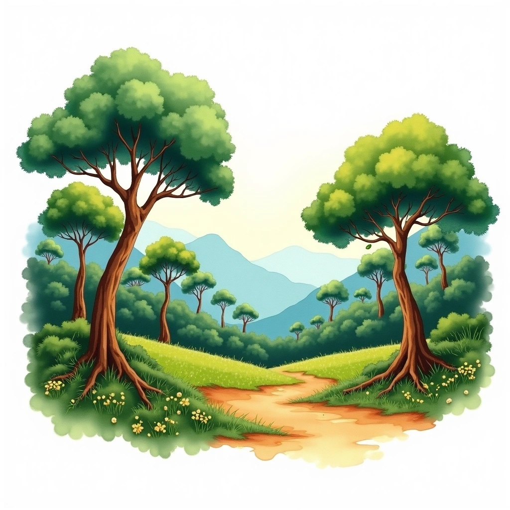 Jimma, Ethiopia coffee growing region — watercolor illustration