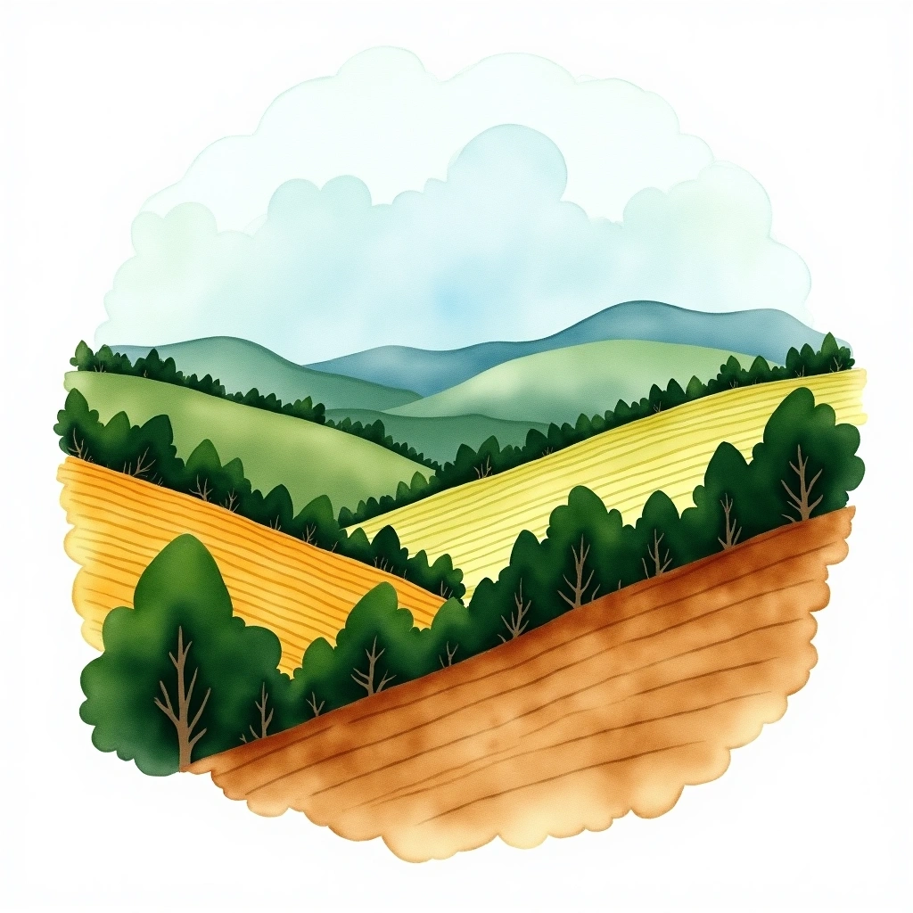 Jinotega, Nicaragua coffee growing region — watercolor illustration