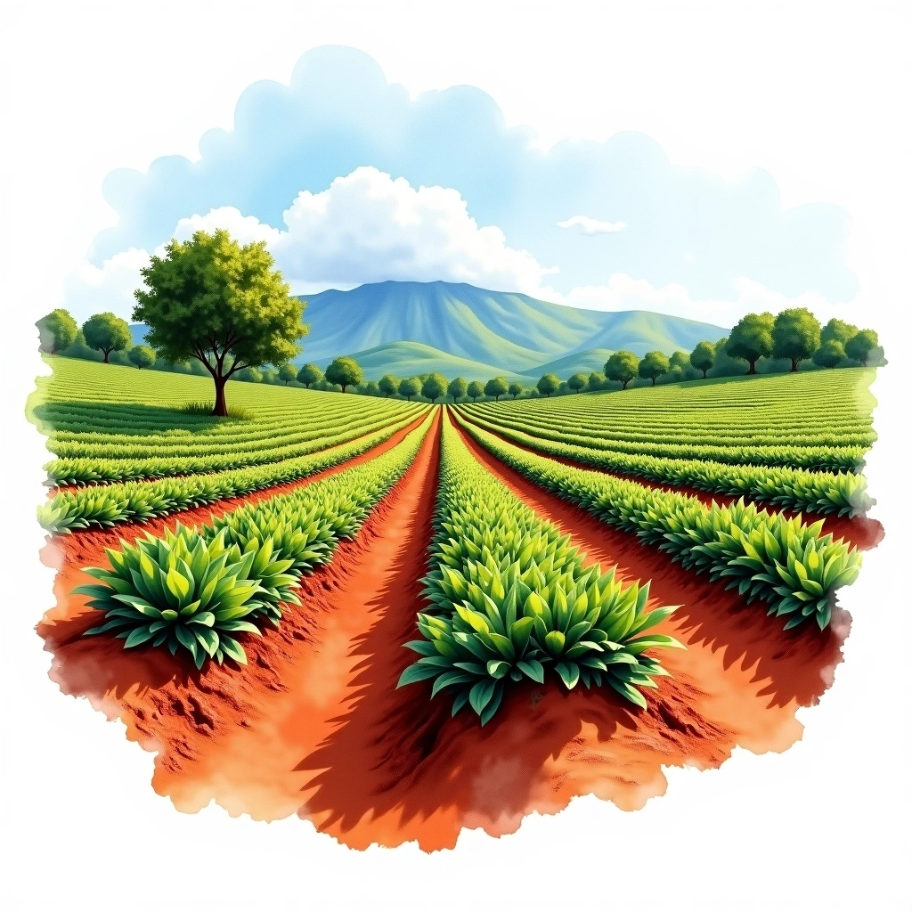 Nyeri, Kenya coffee growing region — watercolor illustration