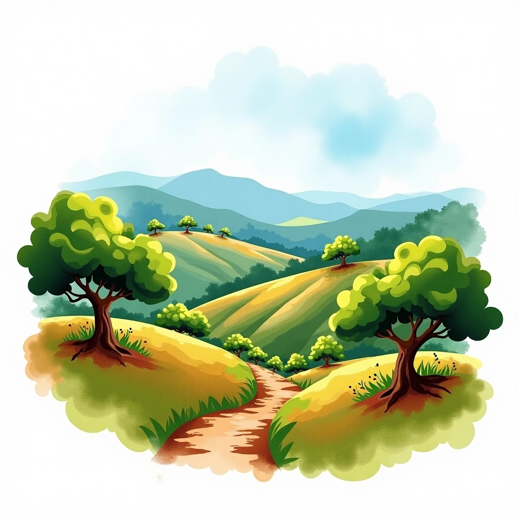 Santa Ana, El Salvador coffee growing region — watercolor illustration