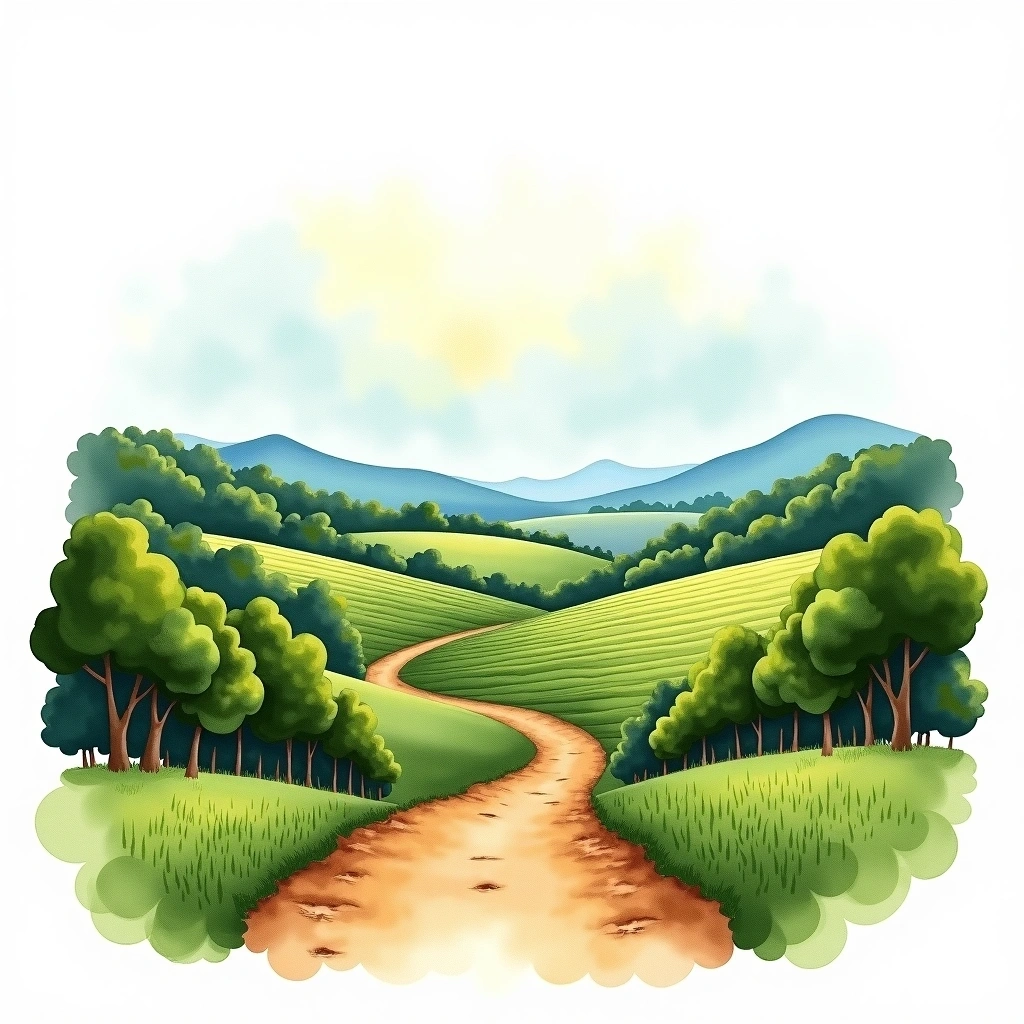 Sul de Minas, Brazil coffee growing region — watercolor illustration