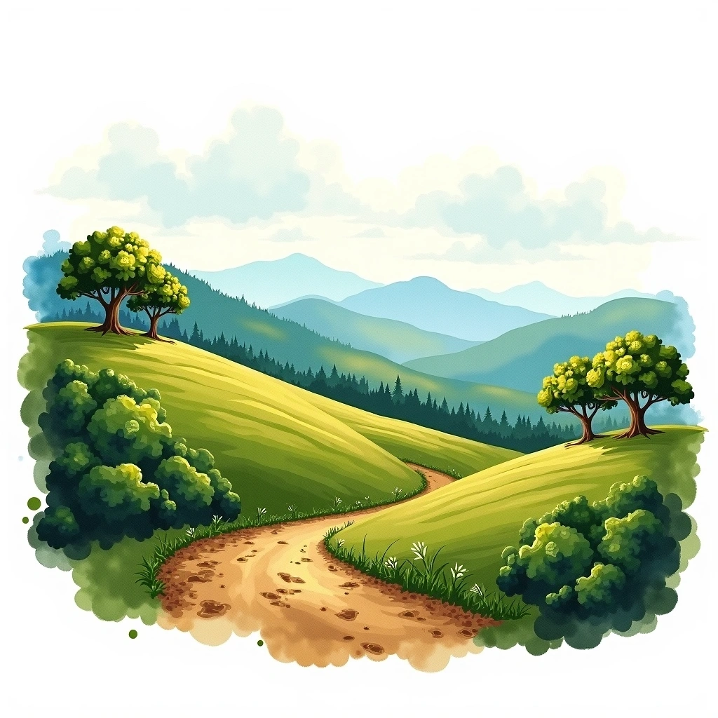 Volcán, Panama coffee growing region — watercolor illustration