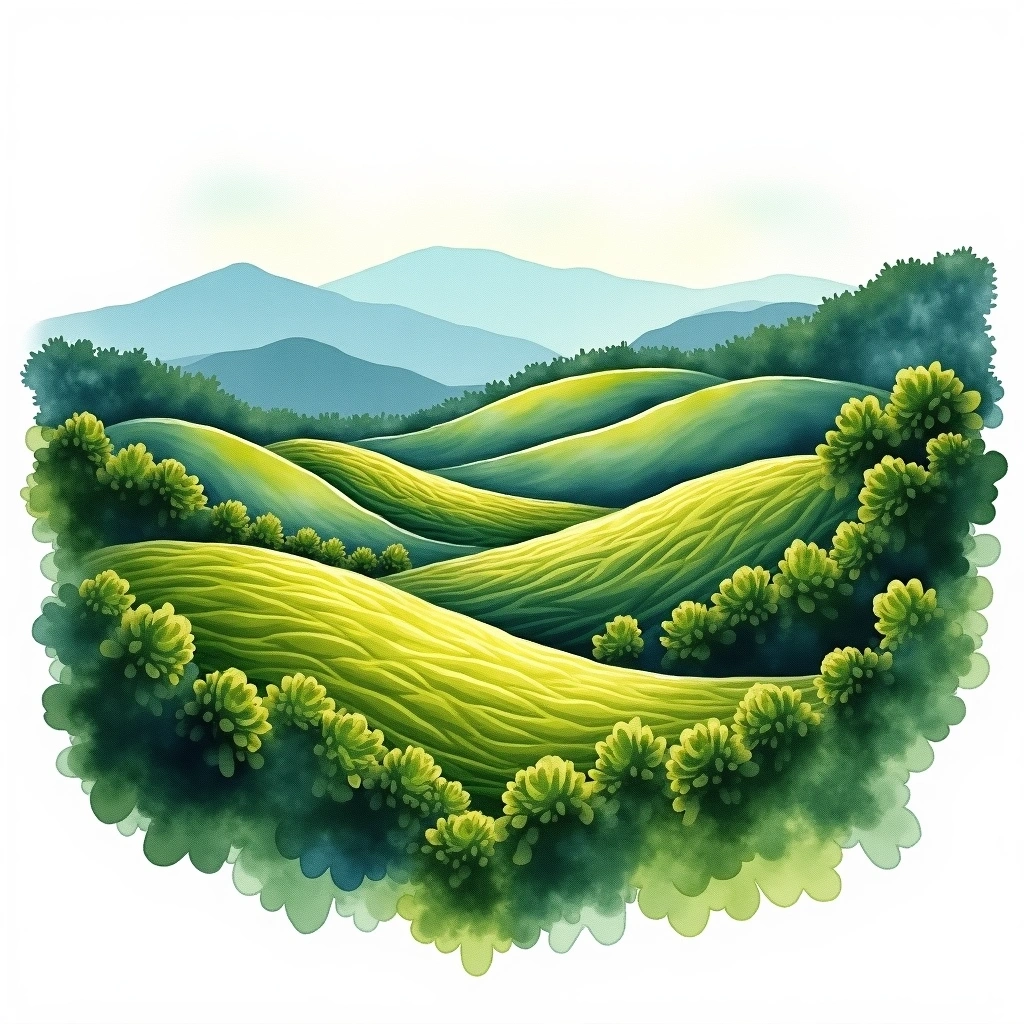 West Valley (Valle Occidental), Costa Rica coffee growing region — watercolor illustration